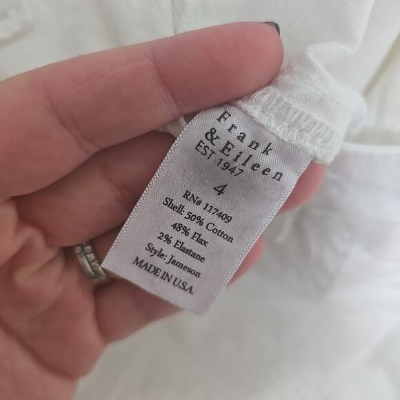 Frank & Eileen Womens Size 4 Cotton Blend‎ Hook & Eye Jogger Tapered Pants White - Picture 4 of 10